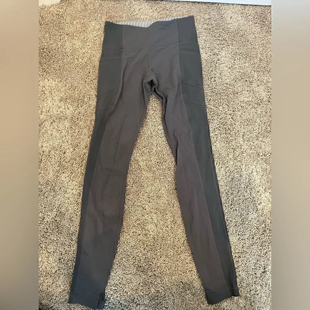 Lululemon Grey Leggings with pockets and ankle slit